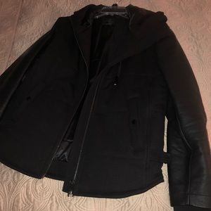 Zara black biker jacket leather sleeves
